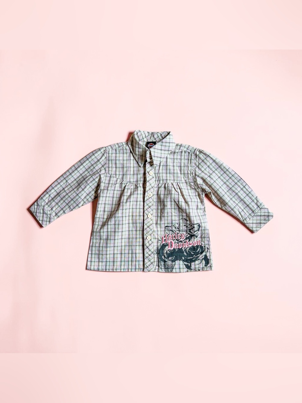 Harley-Davidson Girls Toddle Long Sleeve Button Down Shirt Size 24 Months